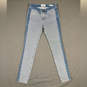 Frame Denim Blue and White Skinny Jeans